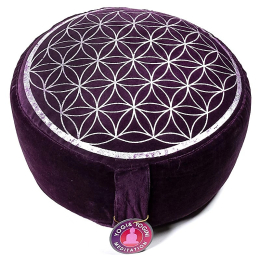 Cuscino da meditazione vintage Fiore della vita viola