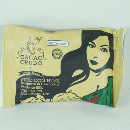 Fico con Noce ricoperto di Cioccolato Fondente 80% - Cacao Crudo