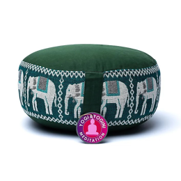 Cuscino meditazione verde con elefanti