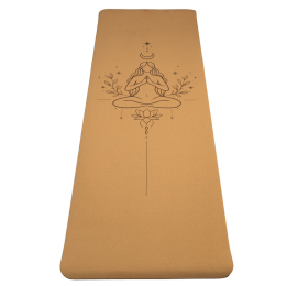 Tappetino yoga in sughero/TPE, disegno a linee Femminile divino