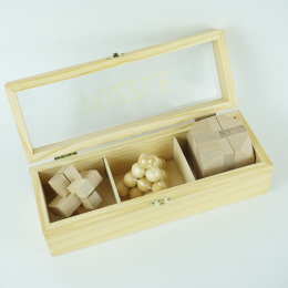 Gioco puzzle 3 in 1 in legno con scatola in legno