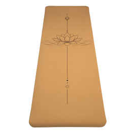 Tappetino yoga in sughero/TPE disegno a linee loto