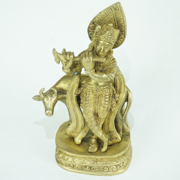 Krishna con toro in ottone