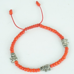 Bracciale con perline rosse ed elefantini