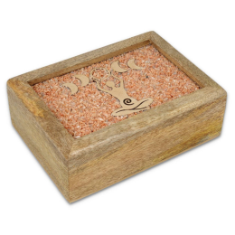 Scatola Dea fasi lunari pietra di luna rosa legno di mango