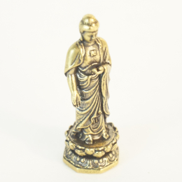 Miniatura Buddha stante in bronzo