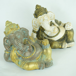 Statua Ganesh sdraiato in sand stone H 11 cm