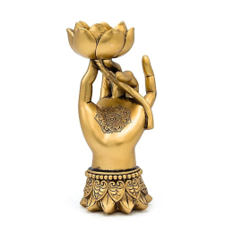 Portacandela Varada Mudra con loto color oro