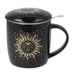 Tazza da tè sole e luna nero