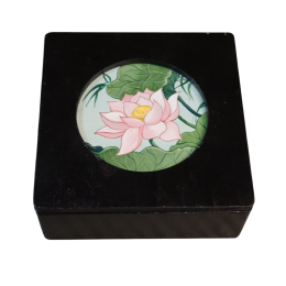 Scatola porta tè loto dipinta a mano