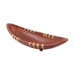 Bruciatore marrone a barca “grande” con rattan in terracotta
