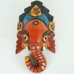 Maschera di Ganesh in legno dipinta
