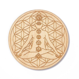 Base in legno Chakra, naturale, diametro 10 cm