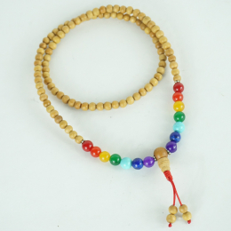 Mala in legno con pietre dei 7 chakra