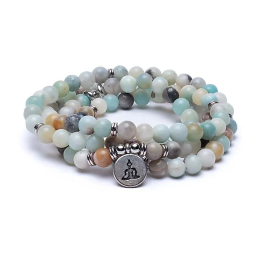 Mala in Amazzonite elastico con Buddha