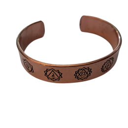 Bracciale in rame con simboli dei 7 chakra