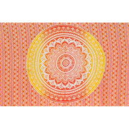 Copriletto singolo mandala loto giallo e arancione