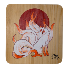 Quadro dipinto a mano volpe a nove code piccolo