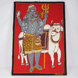 Batik Shiva e Nandi con intelaiatura