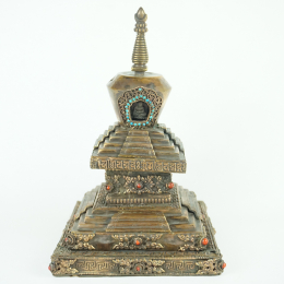 Stupa in metallo apribile brucia incensi