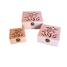 Scatolina in legno quadrata con decori media